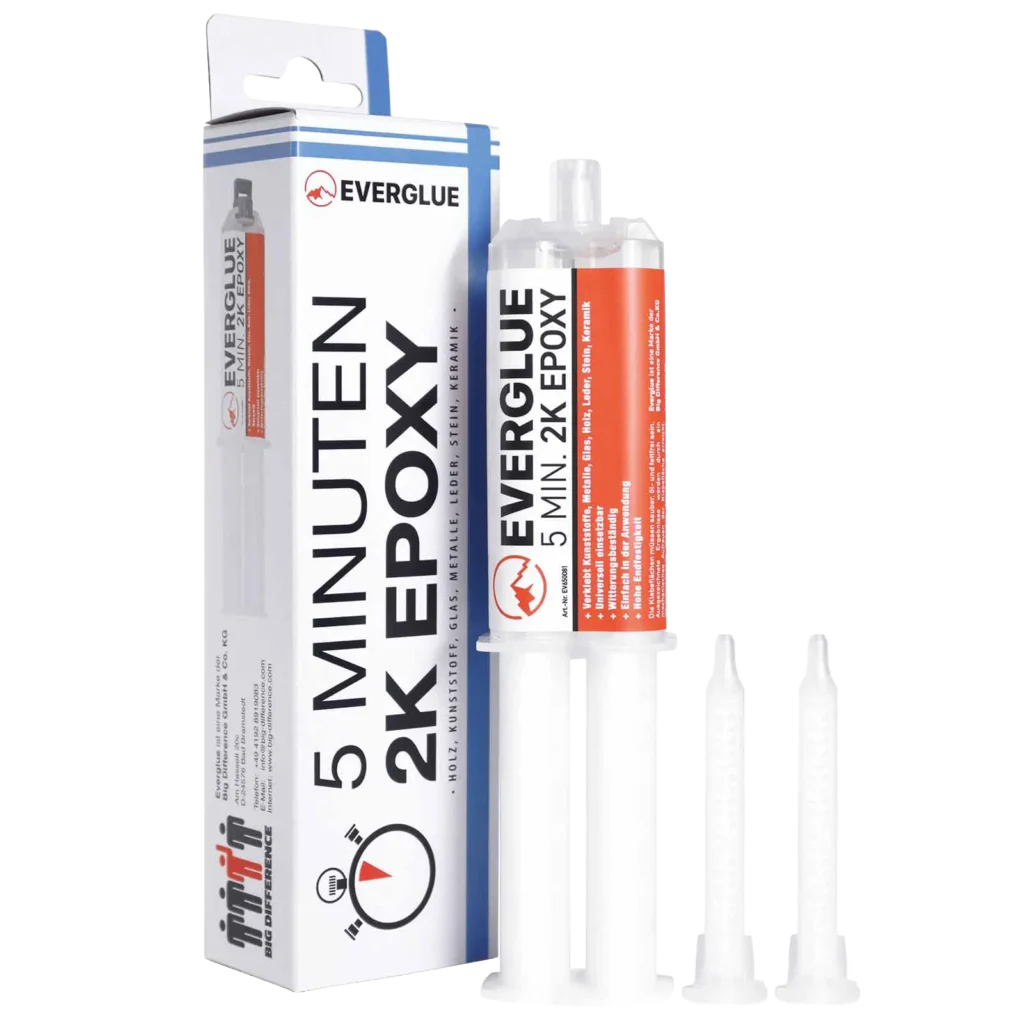 everglue resina epossidica a indurimento in 5 minuti, 25 g, siringa doppia, rapporto 1:1
