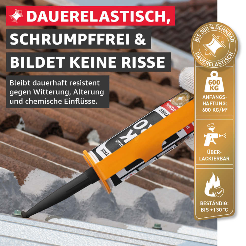 Everglue MK Pro 1K MS Polymer Klebstoff Dichtstoff UV-beständig schwarz 440g Kartusche – Bild 6