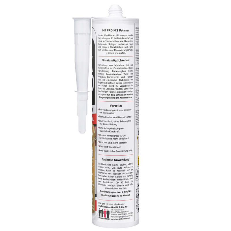Everglue MK Pro 1K MS Polymer Klebstoff Dichtstoff UV-beständig weiß 440g Kartusche – Bild 2
