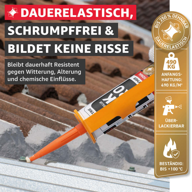 Everglue MK Pro 1K MS Polymer Klebstoff Dichtstoff UV-beständig transparent 300g Kartusche – Bild 6